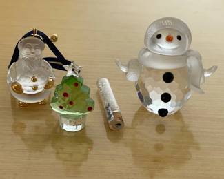 HKF239 - Swarovski Crystal Collectibles - “Snowman”, “Santa Claus”, & “Felix The Christmas Tree”