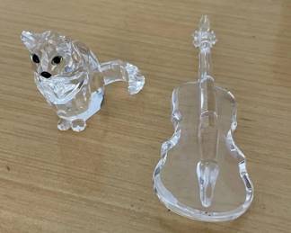 HKF394 - Swarovski Crystal Collectibles - "Violin" & "Sitting Cat"