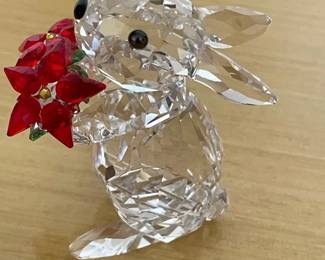 HKF254 - Swarovski Crystal Collectibles - “Rabbit With Poinsettias”