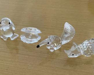 HKF260 - Swarovski Crystal Collectibles - “Anteater”, “Quacking Duck”, “Small Rhinoceros”, “Oyster S
