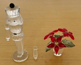 HKF331 - Swarovski Crystal Collectibles - "Nutcracker Soldier" & "Poinsettia"