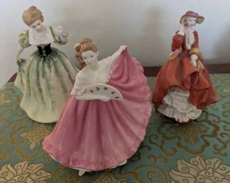 HKF046- Lot of 3 Royal Doulton Porcelain Figurines – Lily, Elaine, and Top O’ The Hill