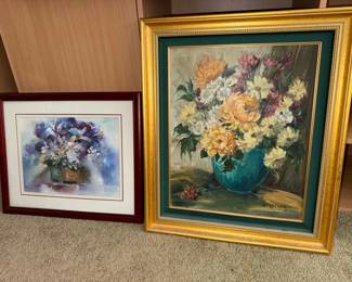 HKF126 Two Framed Floral Paintings