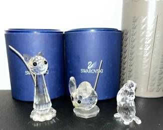 HKF378- Swarovski Crystal Collectibles, “Cat”, “Mouse”, & “Groundhog”