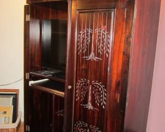 Hand Painted Armoire / Media Cabinet