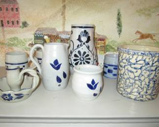 Roseville Spongeware Pottery - Salt Glazed Vintage Stoneware