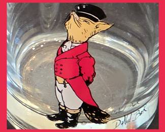 Close up of Daniel Baer Mid Century Modern Old Fashioned Glasses; Such a Cute Snooty Fox