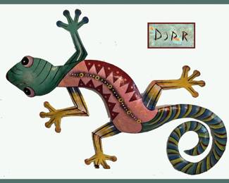 Cute Metal Lizard Sculpture Signed