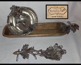 Mudpie Serving Pieces with Acorns and Leaves