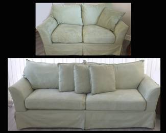 Super Comfy Sofa and Love Seat in Minty Green