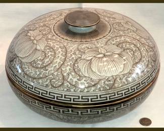 Very Large Covered Dish /Box; Marked Hand Painted in Thailand