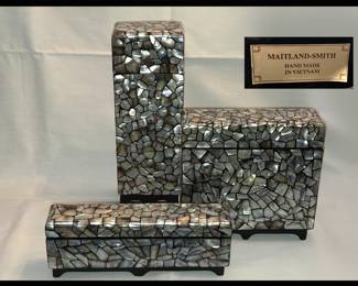 Maitland Smith Set of 3 Mother of Pearl Covered Boxes
