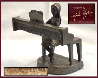 Signed and Numbered Mark Hopkins Bronze Sculpture with Box 594/2500 Dated 1989 Titled "Practice"