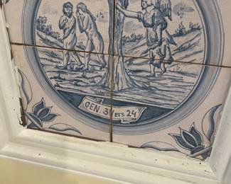 Old blue tiles, out of Eden , framed