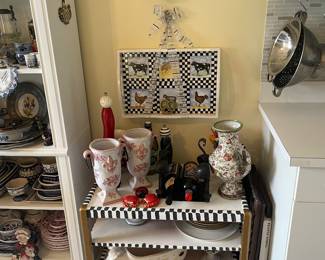 Just a sampling of many great pottery and porcelain items including hand painted decorative furniture