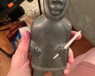 Inuit Alaska signed carved soapstone