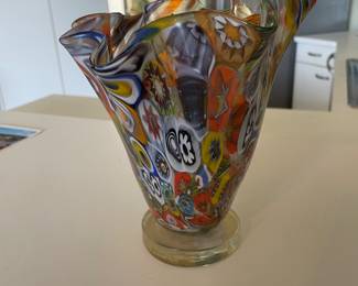 Unusual Murano milliofiori vase