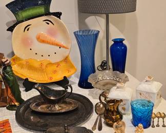 Snowman Platter - Vases - Silverplate