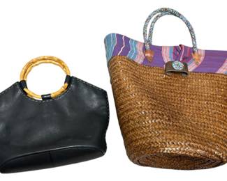 Fossil Leather Handbag Straw Bag