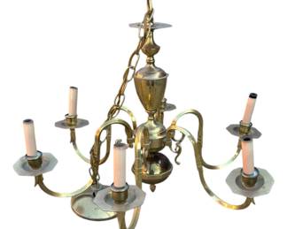 Vintage German Brass FiveArm Chandelier