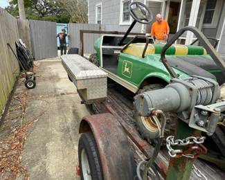 $500 ALL.    John Deere Club Car AND trailer with wench ramp and storage.  The John Deere is in working condition.  May need new battery.  Needs a good cleaning/detailing.  All parts are included.