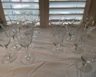 Vintage etched stemware