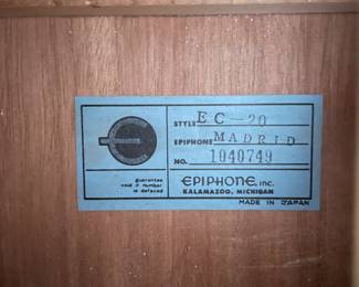 Epiphany EC-20 Madrid acoustic guitar, made in Japan. The guitar has serial number 1040749 - classical mode