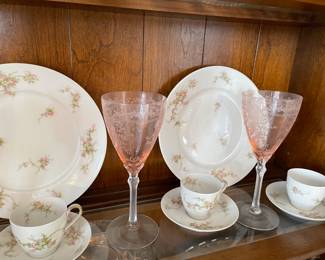 Haviland, pink etched crystal