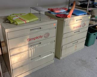 These storage drawers were originally used to store Simplicity fabric patterns. You can store anything that will fit, of course.