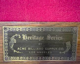 In case you were curious who made the pool table (billiard table), it was the Acme Billiard Supply Company in Los Angeles.