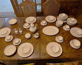 This is a better look at the china set on the table.