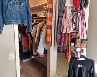 Jacket, Scarves and Shirts (closet full)