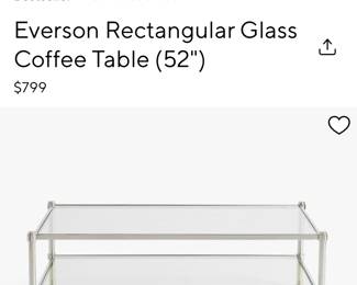 Just an example of a similar Pottery Barn coffee table. Ours won’t be priced anything like the one in the ad.