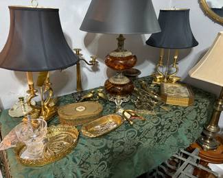 There are three rare style of lamps here. Only one swan lamp online that I could find. Very heavy and quality made. The center Hollywood Regency lamp is rare with the double amber sections.