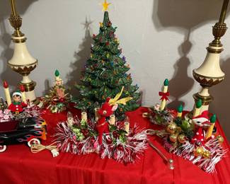 This is the largest size ceramic traditional tree that has been made. You seldom see them this big. It’s made in three sections and fired together to glaze the parts together. This tree is $300.00 wholesale to have it made with only one light in it. This one has the vintage double light bulb stack. $250.00 is our price on this one. I sell them for 299.00 in my store with the single light kit.