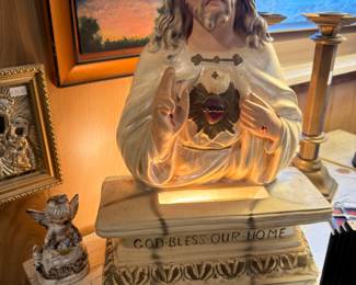 Chalkware Sacred Heart Lamp
