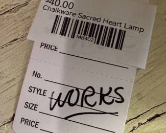 Chalkware Sacred Heart Lamp