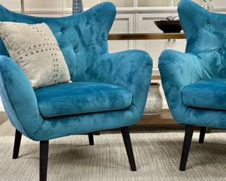 Blue microfiber accent chairs