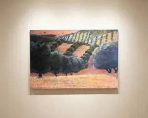 Large Contemporary Landscape Canvas Art – Bridge & Trees Scenic Wall Décor