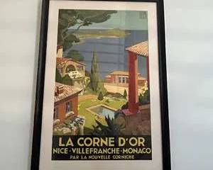 Framed French Travel Poster “La Corne d’Or” Nice Villefranche Monaco