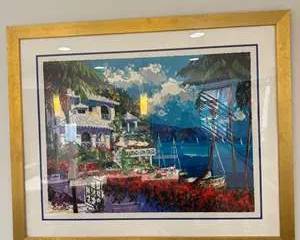 Original Barbara McCann Coastal Villa Signed Limited Edition 122/250 Framed Print Vibrant Palette