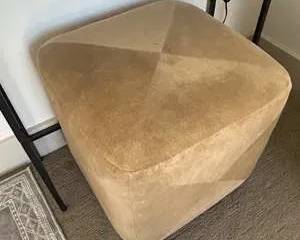 Tan Microfiber Cube Ottoman Accent Pouf