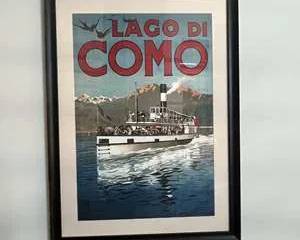 Lago di Como Vintage Style Italian Travel Art Framed Print