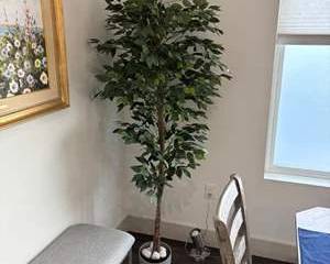 Tall Artificial Ficus Tree 6 Ft Indoor Decorative Plant in Modern Pot Home Office Decor