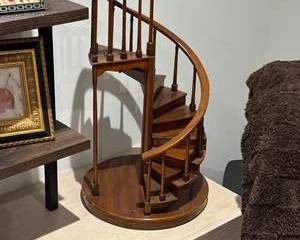 Vintage Wooden Spiral Staircase Model Miniature Architectural Display Handcrafted Decor Piece
