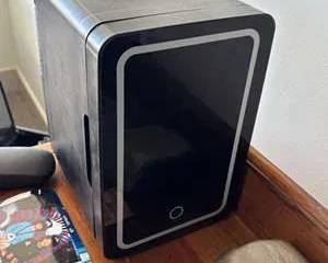 LED Lighted Mini Fridge K6100BK Compact Cooler Warmer 12V 120V Black Portable Dorm Office