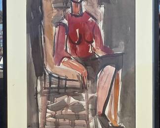 30 x 22 Robert Gilberg 1950s Bay Area watercolor.