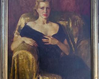 1930s 40"x 30" Geza Kende oil painting.