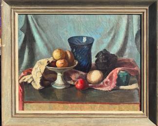 1940s oil on canvas still life.