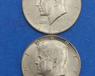 2 Kennedy Half Dollars--90% Silver, Beautiful Coins